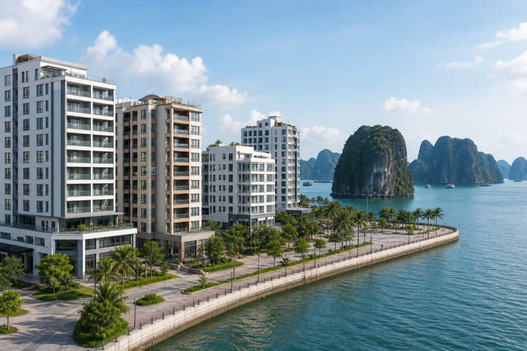 Waterfront apartment buildings in Ha Long